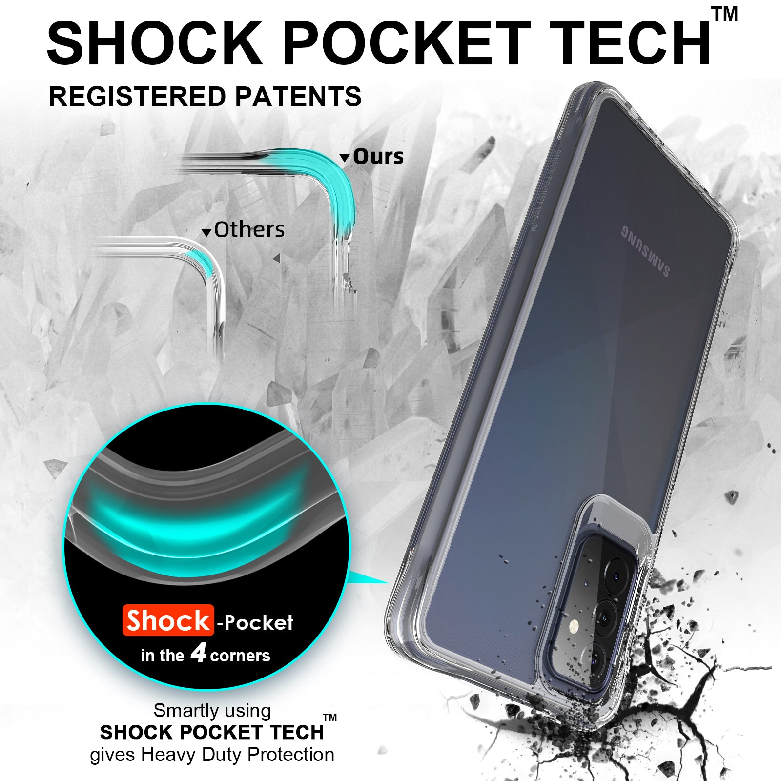 PC+TPU Case for Samsung Galaxy A72 4G / A72 5G Shell HD Clear Drop-proof Phone Cover PC+TPU Case for Samsung Galaxy A72 4G / A72 5G Shell HD Clear Drop-proof Phone Cover